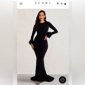 Gorgeous black gown with feather detail